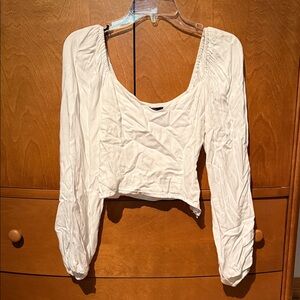Forever 21 White cropped Long Sleeve Blouse